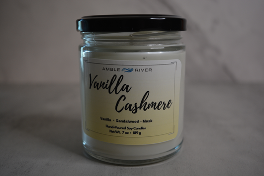 Vanilla Cashmere Hand Poured Candle - Vanilla, Peach, & Musk Scent